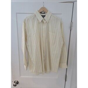 #138 Croft & Barrow Men's 17 32/33 Button Down Oxford Shirt Yellow pinstripe